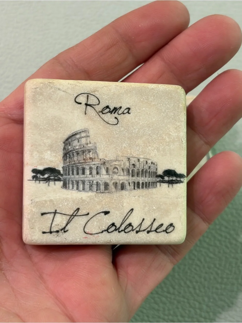 Set of 2 Rome Italy Genuine Italian Marble Fridge Magnets